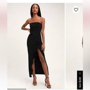 Lulu’s Strapless After Hours Black Strapless Ruffled Mini Dress XS